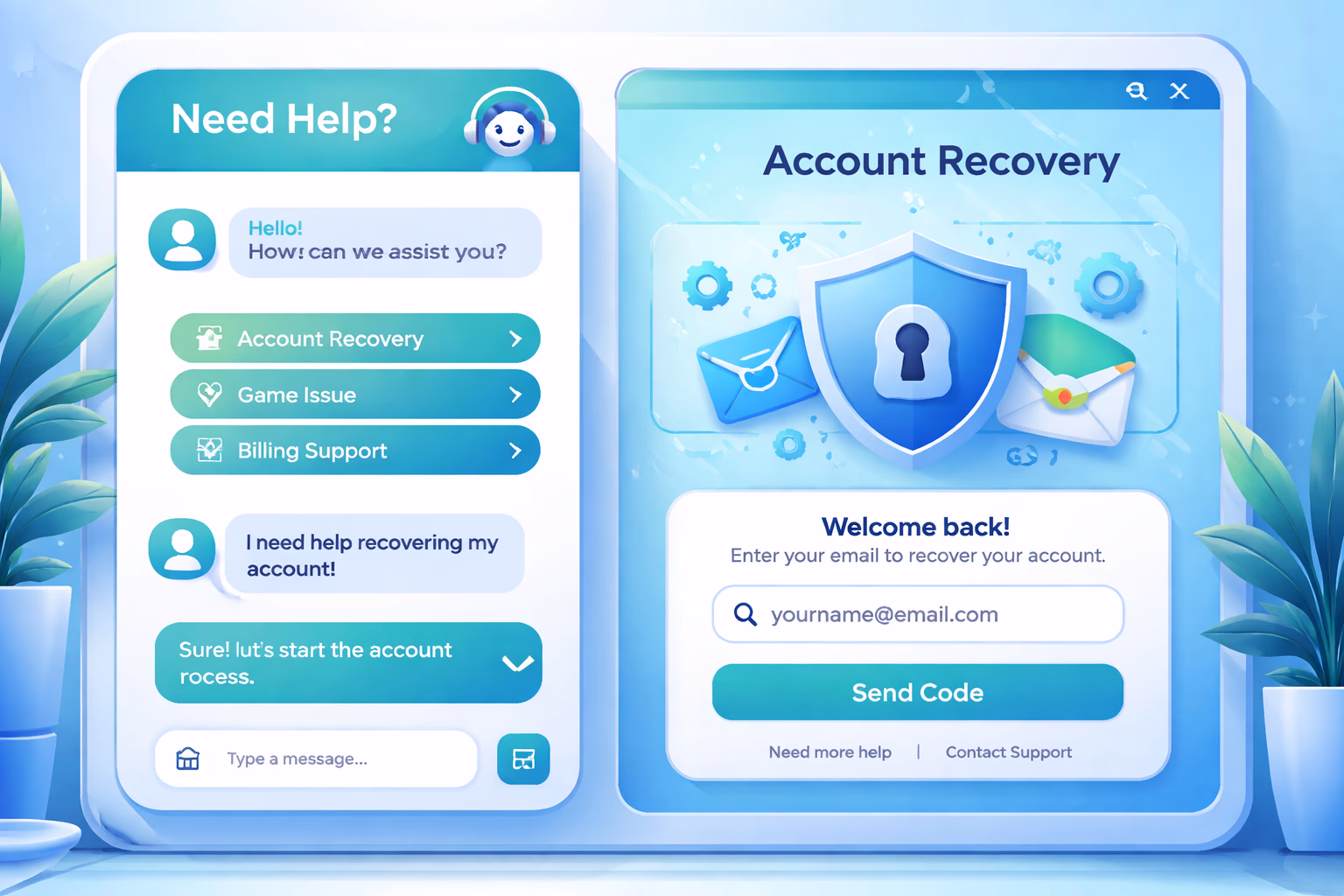 Helpful customer support interface near a BDGOGAME login screen with bright chat symbols and clean gaming visuals